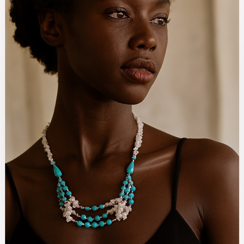 Crystal Quartz, Howlite Freshwater Pearl necklace